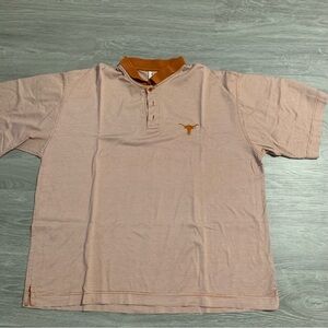 Vintage Texas Longhorns Burnt Orange and White Striped Polo Shirt Size XXL